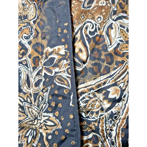 Requirements Quilted Jacket Womens Size Large Brown Tan Patterned‎ Soft Zipper - Picture 4 of 10